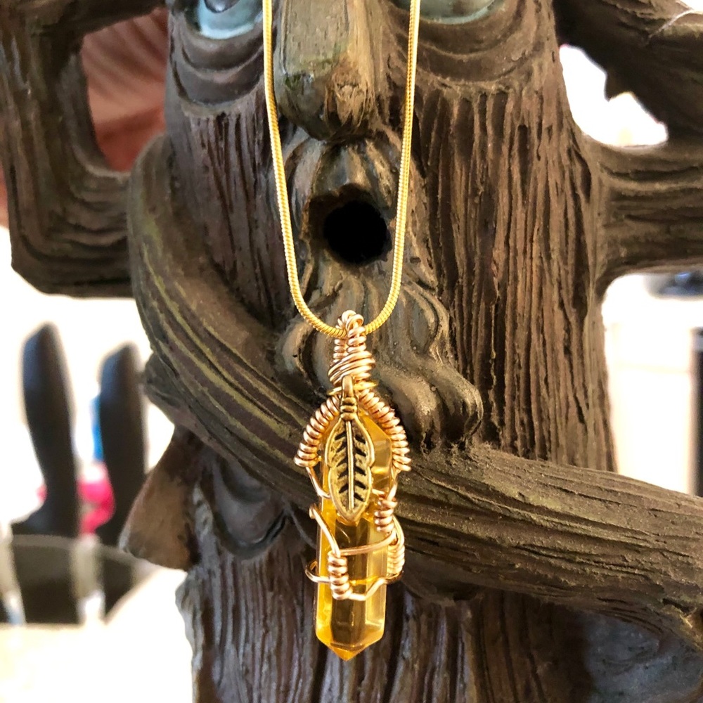 Citrine Hexagonal Point Handmade Necklace